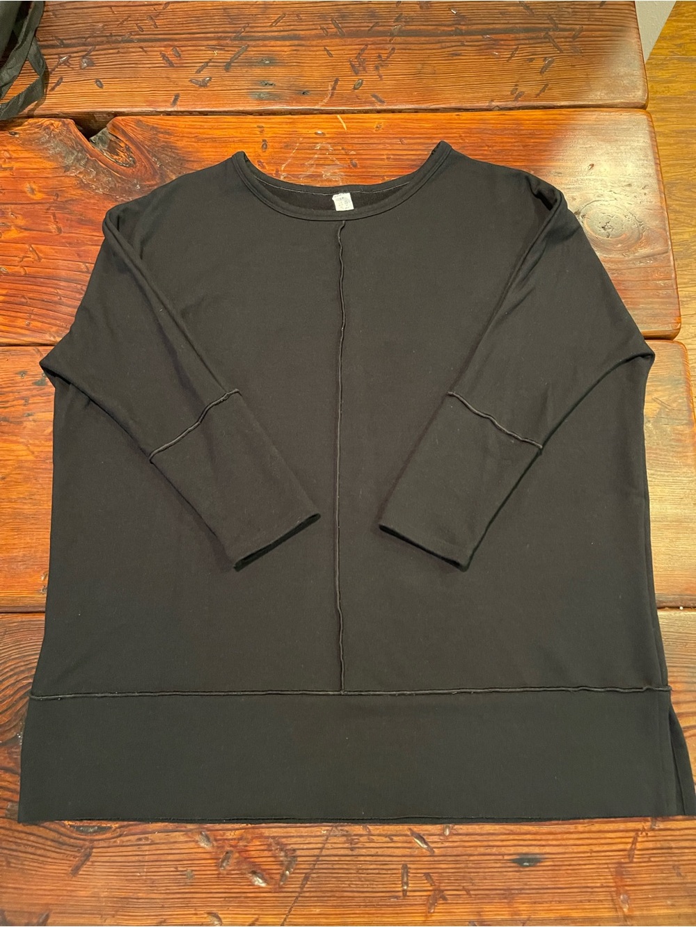 SPANX Perfect Length Dolman Sweatshirt Black 3/4 Sleeve Small Athleisure Lounge